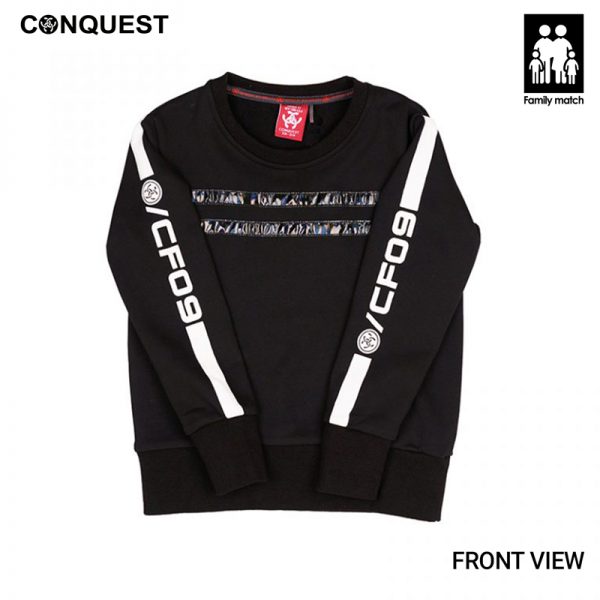 Nascar Long Sleeve T-Shirt CONQUEST KIDS CF09 SWEATER BLACK FRONT VIEW