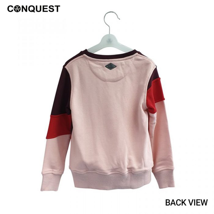 Kids Long Sleeve T-Shirts CONQUEST KIDS TWO-STRIPE SWEATER Maroon Colour Back View