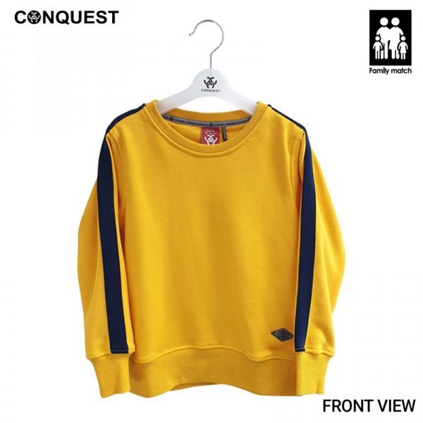 Kids Long Sleeve T-Shirts CONQUEST KIDS SWEATER Yellow Colour Front View