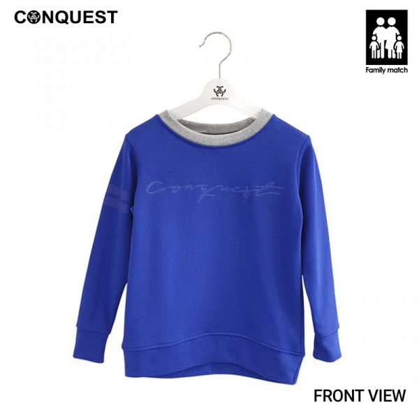 Kids Long Sleeve T-Shirts CONQUEST KIDS SWEATER Blue Colour Front View