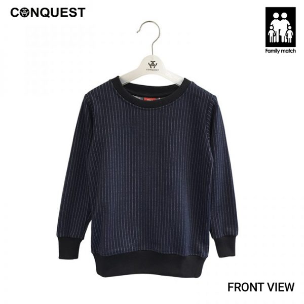 Kids Long Sleeve T-Shirts CONQUEST KIDS SWEATER Navy Colour Front View