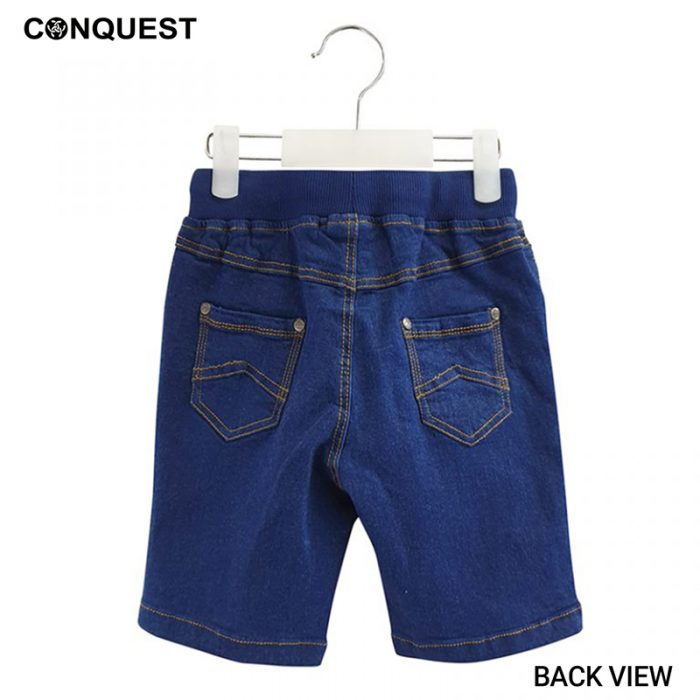 Short Pants For Kids CONQUEST KIDS BASIC SHORT JEANS Indigol Colour Back View