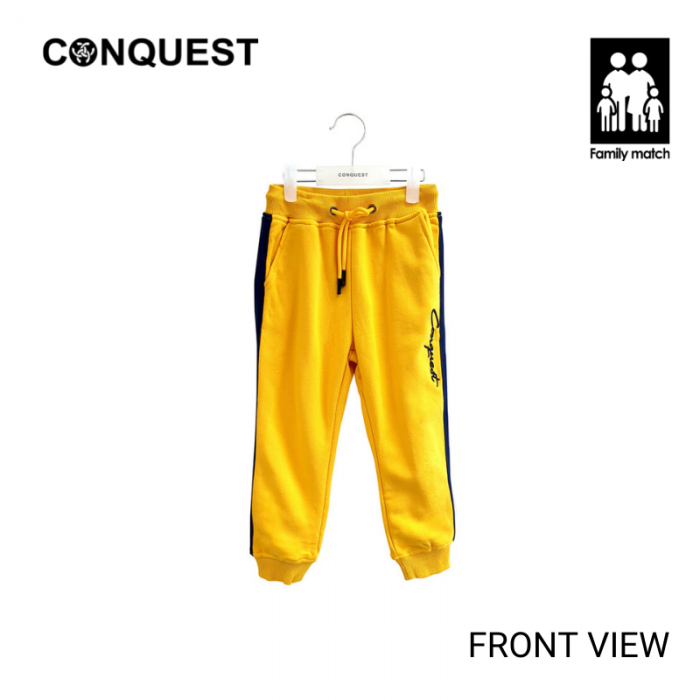 Kids Jogger Pants CONQUEST KIDS JOGGER PANT Yellow Colour Front View
