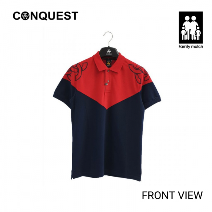 CONQUEST MEN POLO Shirts for men in Red and Navy Front View
