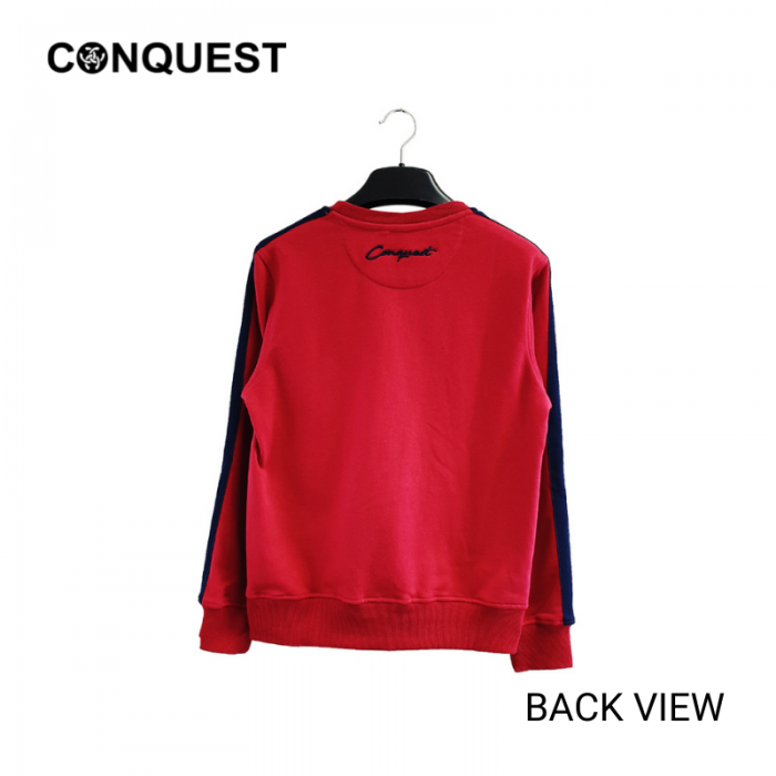 CONQUEST MENS LONG SLEEVE RED T SHIRT SWEATER