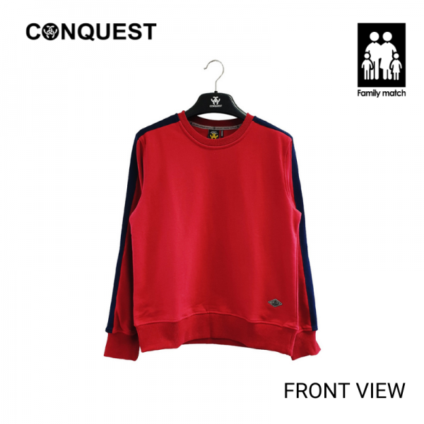 CONQUEST MENS LONG SLEEVE RED T SHIRT SWEATER