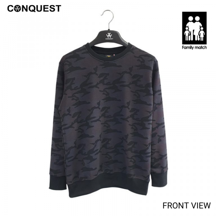 CONQUEST MEN LONG SLEEVE T SHIRT SWEATER IN GREY