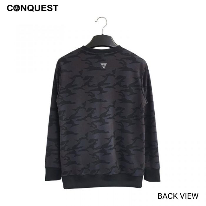 CONQUEST MEN LONG SLEEVE T SHIRT SWEATER IN GREY
