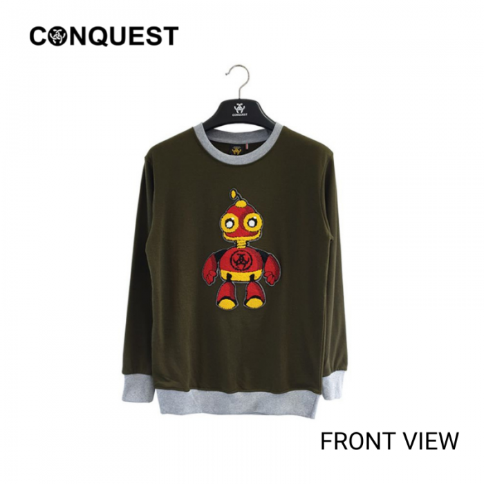 Sweater Malaysia CONQUEST MEN BABY MOCO SWEATER Arny Green Front View