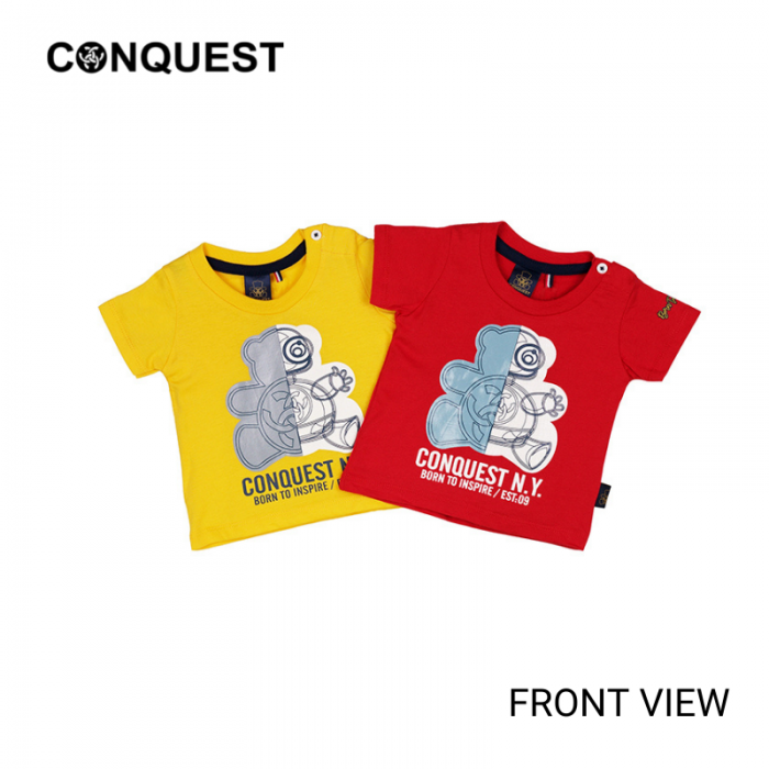 BABY T SHIRT IN RED AND YELLOW CONQUEST TODDLER CONQUEST NY TEE