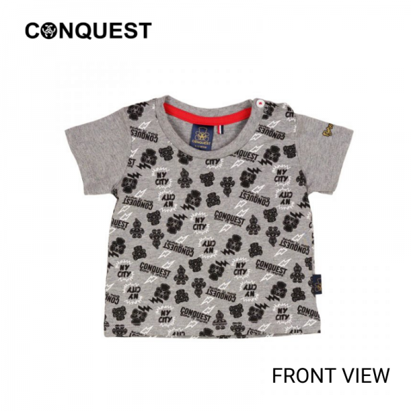 BABY T SHIRT IN GREY MELANGE CONQUEST TODDLER NY CITY TEE