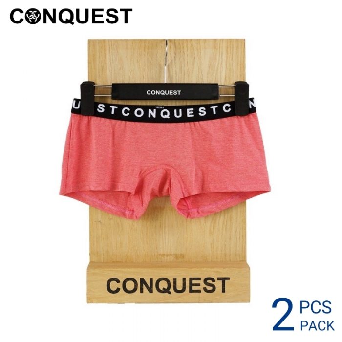 Undergarments For Women CONQUEST WOMEN COTTON SPANDEX SHORTY (2 pcs pack) Pink Colour Front View
