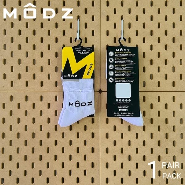 MODZ Men and Women's Sport Socks in White (1 pair pack) ANKLE LENGTH COTTON SPANDEX