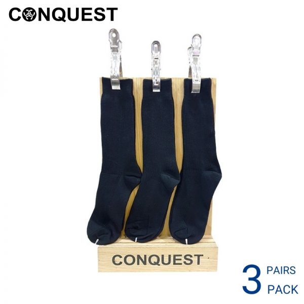 Men Sport Socks CONQUEST CASUAL SOCKS (3 pairs pack) ASSORTED COLOUR FULL LENGTH COTTON SPANDEX RIB RIGHT VIEW