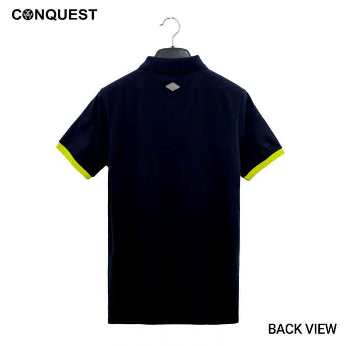 CONQUEST MEN STRIPE POLO Shirts for men in Navy and White Stripe Back View