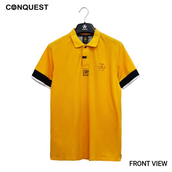 Polo Shirt For Men Malaysia CONQUEST MEN NYC POLO TEE In Yellow Front View