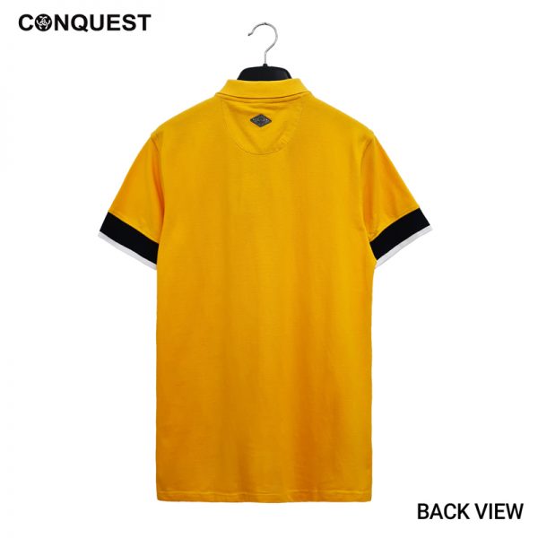 Polo Shirt For Men Malaysia CONQUEST MEN NYC POLO TEE In Yellow Back View