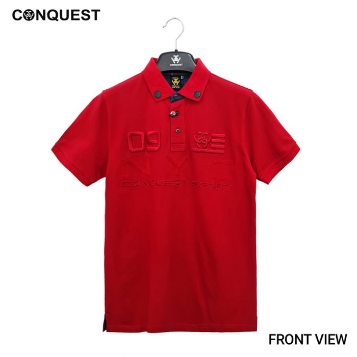 Polo Shirt For Men Malaysia CONQUEST MEN NYC 09 EM SPORT POLO TEE In Red Front View