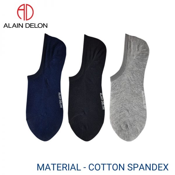 Men Sport Socks ALAIN DELON CASUAL SOCKS (3 pairs pack) BLUE, BLACK AND GREY INVISIBLE SOCKS COTTON SPANDEX