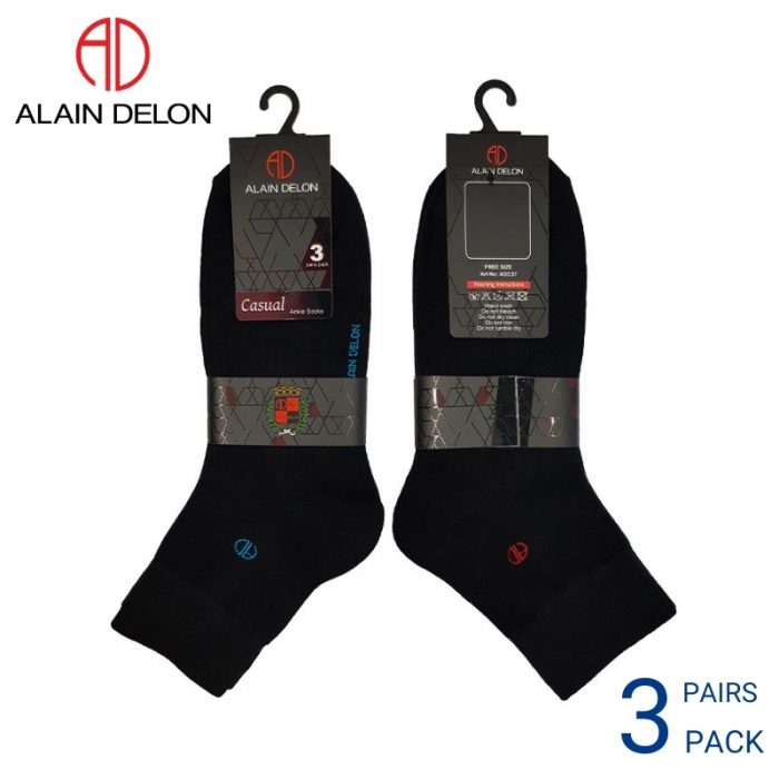 Men Sport Socks ALAIN DELON CASUAL SOCKS (3 pairs pack) BLUE AND RED HALF LENGTH COTTON SPANDEX