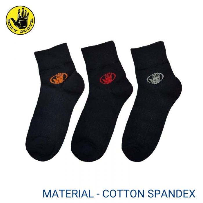 Men Sport Socks BODY GLOVE CASUAL SOCKS (3 pairs pack) ORANGE, RED AND GREY HALF LENGTH COTTON SPANDEX