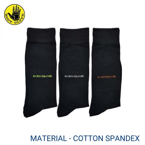 Men Sport Socks BODY GLOVE CASUAL SOCKS (3 pairs pack) GREEN, WHITE AND ORANGE FULL LENGTH STRETCHABLE COTTON SPANDEX