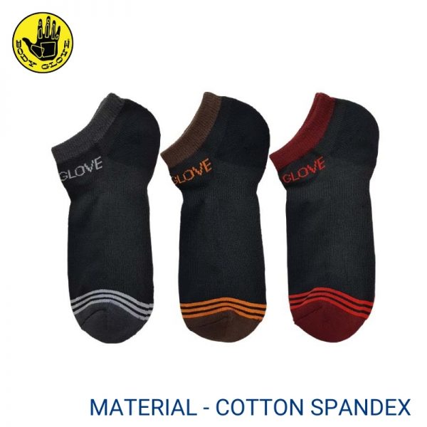 Men Sport Socks BODY GLOVE SPORT SOCKS (3 pairs pack) GREY, ORANGE AND RED NO SHOW COTTON SPANDEX
