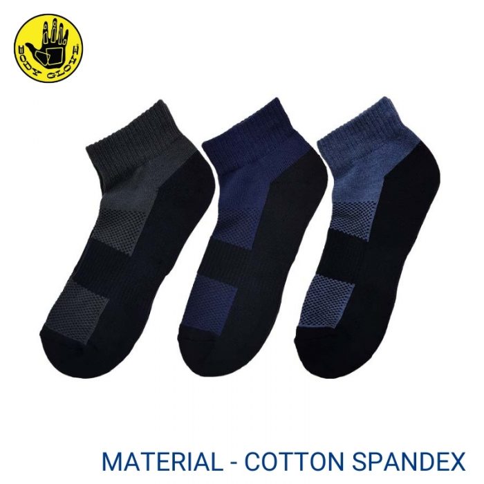 Men Sport Socks BODY GLOVE SPORT SOCKS (3 pairs pack) GREY, DARK BLUE AND LIGHT BLUE ANKLE LENGTH COTTON SPANDEX