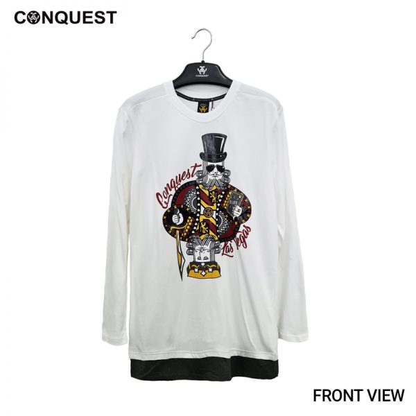 Men Long Sleeve T Shirt Malaysia CONQUEST MEN LAS VEGAS KING LONG SLEEVE TEE In White Front View