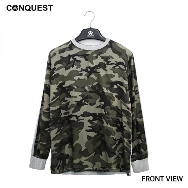 Men Long Sleeve T Shirt Malaysia CONQUEST MEN CAMOUFLAGE LONG SLEEVE TEE In Camo Melange Front View