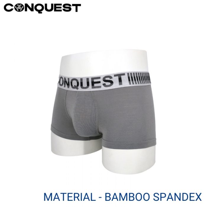 CONQUEST MEN UNDERWEAR BAMBOO SPANDEX SHORTY (2 PCS PACK) IN GREY COLOUR