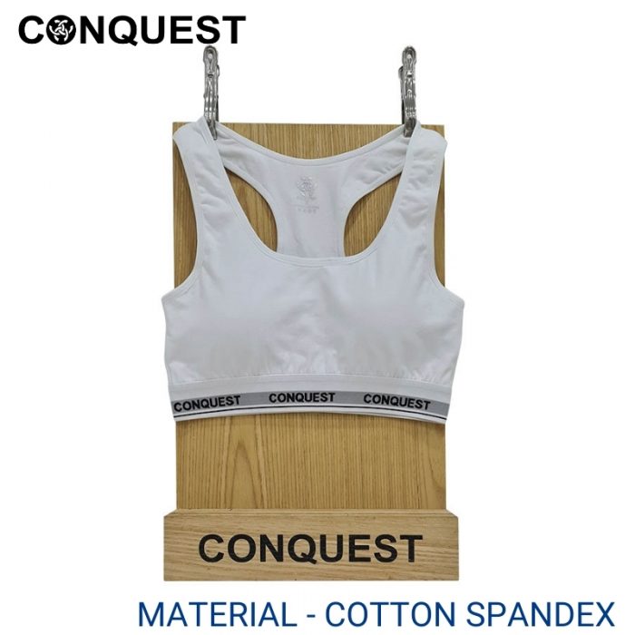 Sport Bra Online Malaysia CONQUEST WOMEN SPORT BRA (1 pc pack) White Colour Front View