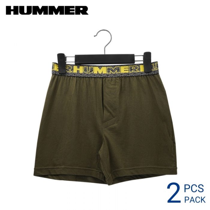Hummer Boxer HUMMER MEN BOXER EXTRA SIZE (2 pcs pack) ARMY GREEN 38MM ELASTIC WAISTBAND COTTON