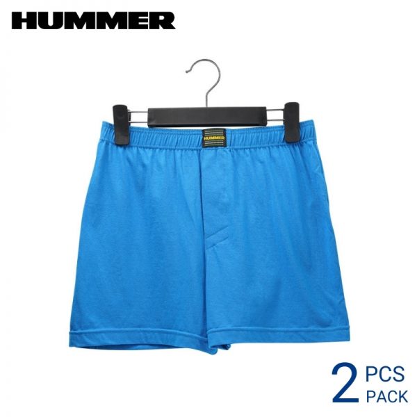 Hummer Boxer HUMMER MEN BOXER EXTRA SIZE (2 pcs pack) LIGHT BLUE 30MM COVERED WAISTBAND COTTON