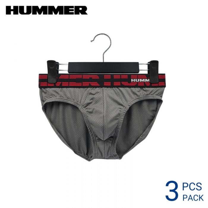 Hummer Underwear HUMMER MEN MINI EXTRA SIZE (3 pcs pack) GREY 38MM ELASTIC WAISTBAND SUPERFINE MICROFIBRE SPANDEX