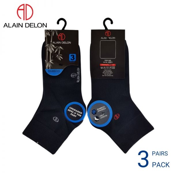 Men Sport Socks ALAIN DELON BUSINESS SOCKS (3 pairs pack) WHITE AND RED HALF LENGTH BAMBOO SPANDEX