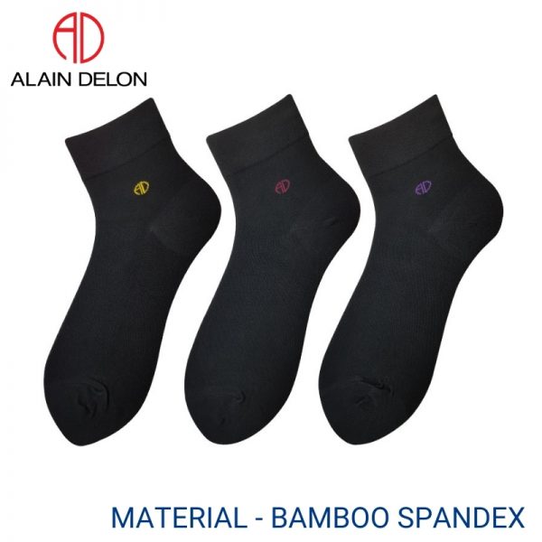 Men Sport Socks ALAIN DELON BUSINESS SOCKS (3 pairs pack) YELLOW, RED AND PURPLE HALF LENGTH BAMBOO SPANDEX