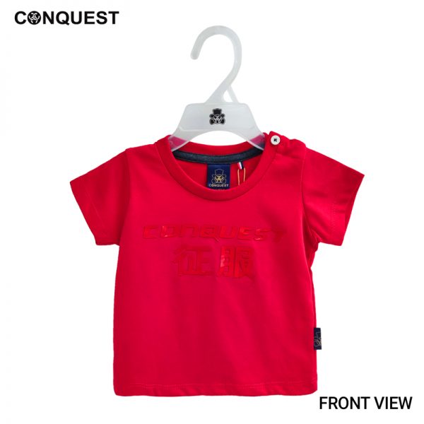 BABY T SHIRT CONQUEST BABY LOGO TEE IN RED Front View