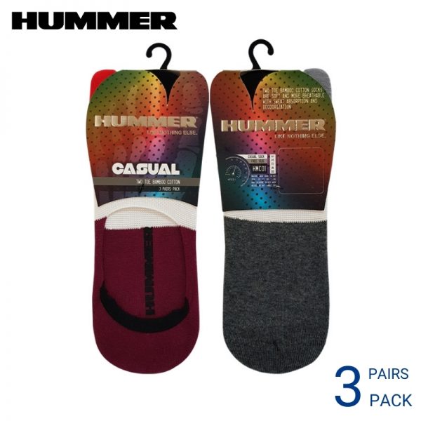 Hummer Casual Socks HUMMER CASUAL SOCKS (3 pairs pack) TWO TOE DARK RED AND DARK GREY COTTON SPANDEX