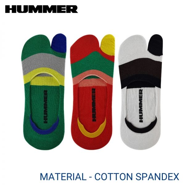 Hummer Casual Socks HUMMER CASUAL SOCKS (3 pairs pack) TWO TOE ASSORTED COLOUR COTTON SPANDEX