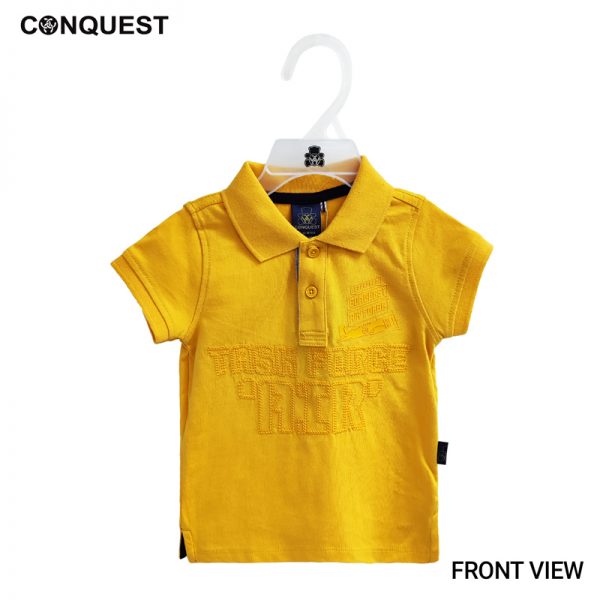 Baby Polo Shirt CONQUEST BABY AIR FORCE COLLAR TEE In Yellow Front View