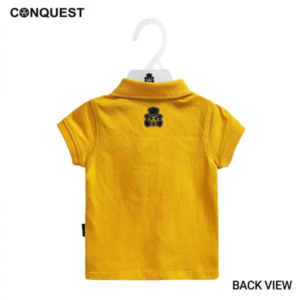 Baby Polo Shirt CONQUEST BABY AIR FORCE COLLAR TEE In Yellow Back View