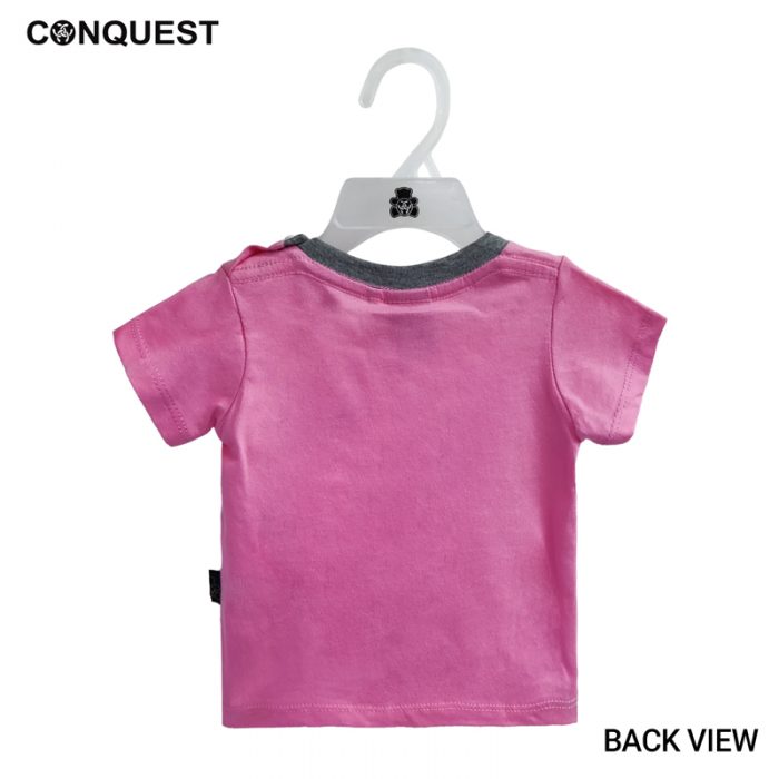 BABY T SHIRT IN PINK CONQUEST BABY SOLID LOGO TEE Back View