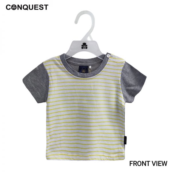Baby T Shirt CONQUEST BABY BASIC STRIPE TEE In Yellow Stripe Front View