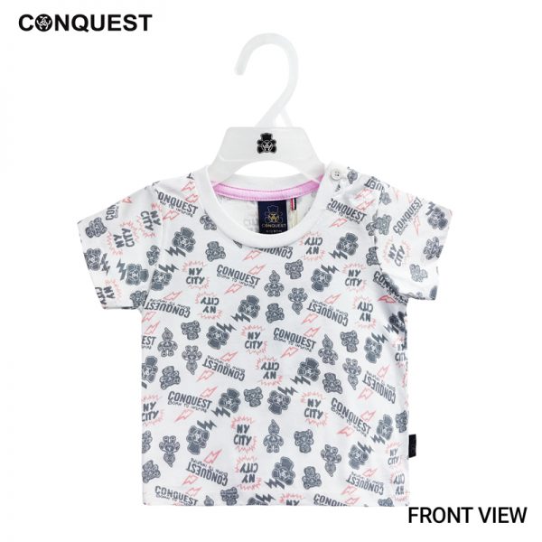 Baby T Shirt CONQUEST BABY FULL PRINT LOGO TEE In White Front View