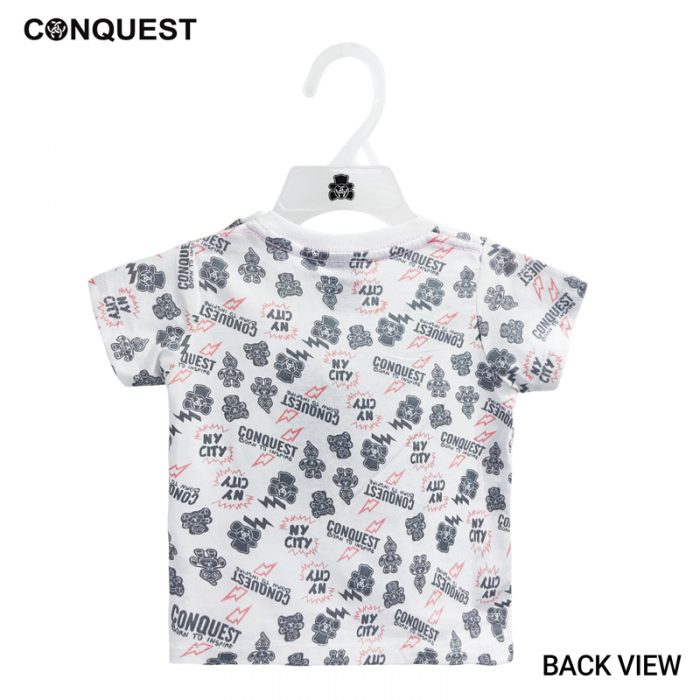 Baby T Shirt CONQUEST BABY FULL PRINT LOGO TEE In White Back View