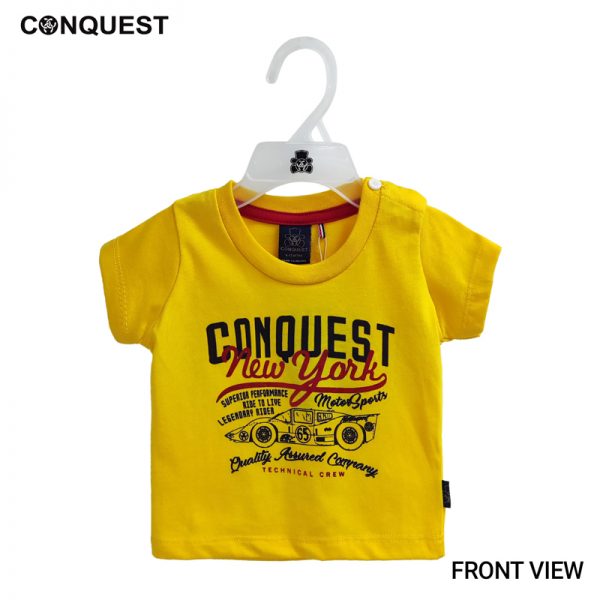 Baby T Shirt CONQUEST BABY NY MOTOR SPORTS TEE In Yellow Front View