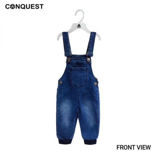 Baby Bottoms CONQUEST BABY JEANS JUMPSUIT Dark Indigol Colour Front View