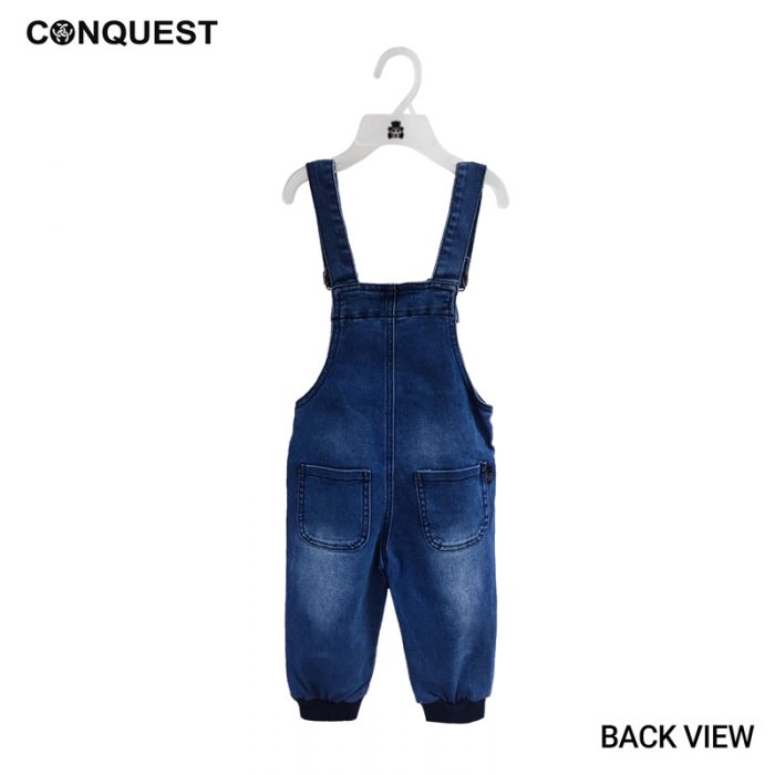 Baby Bottoms CONQUEST BABY JEANS JUMPSUIT Dark Indigol Colour Back View