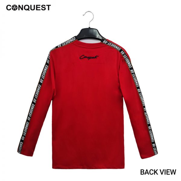 Men Long Sleeve T Shirt Malaysia CONQUEST MEN CONQUEST-09 LABEL LONG SLEEVE TEE In Red Back View